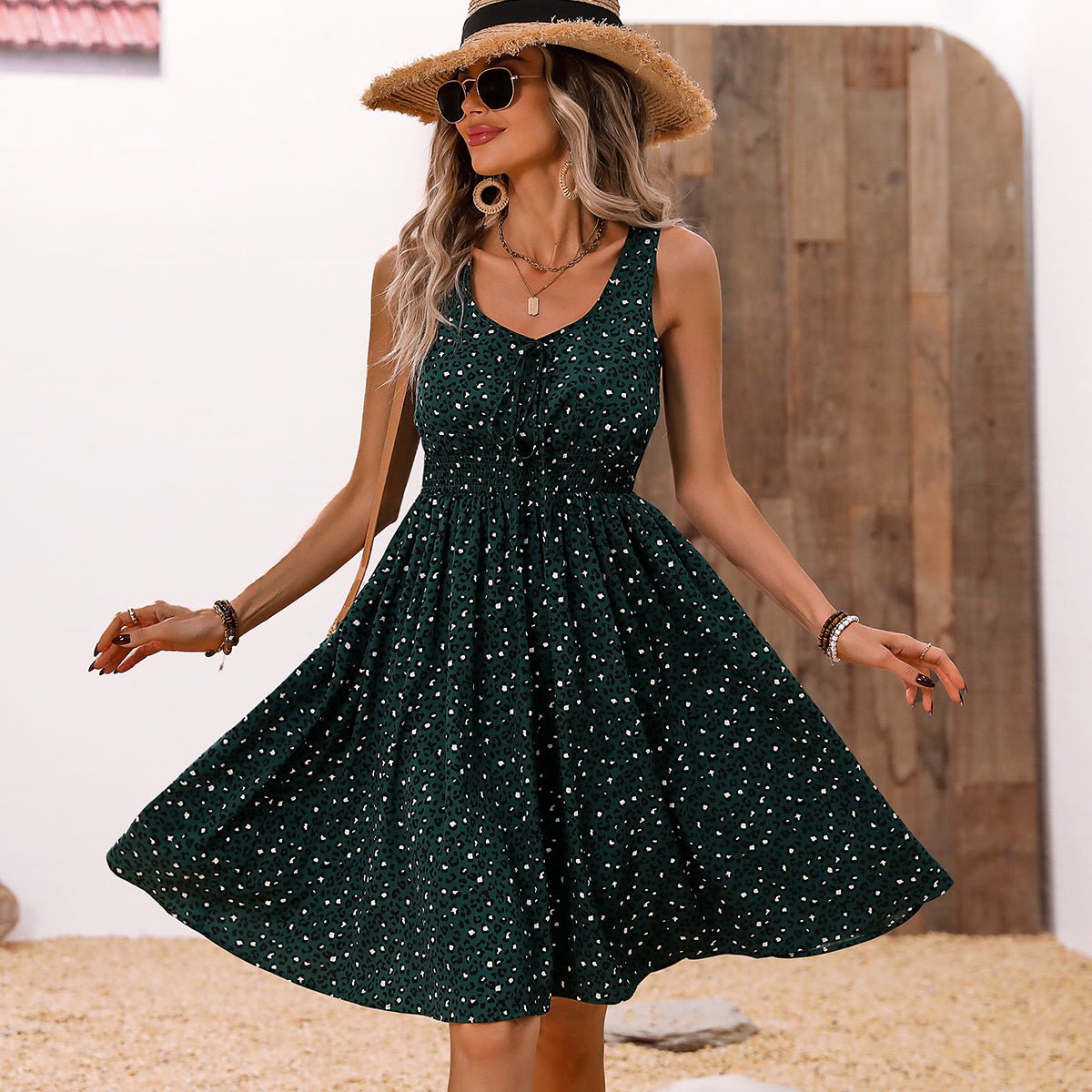 Leopard Print Sleeveless Casual Mini Dress - Image 6