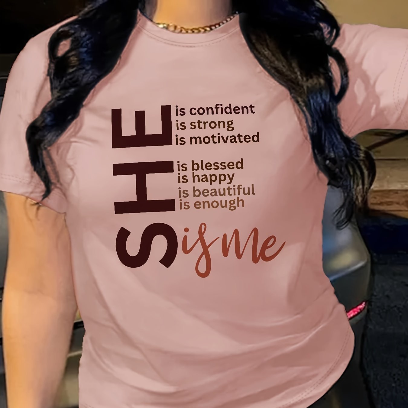 Letter Print T-shirt, Casual Short Sleeve Crew Neck Top For Spring & Summer, Women??s Clothing - Image 2