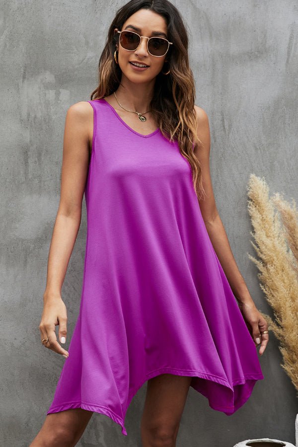 Irregular Hem Solid Color Mini Dress - Image 6