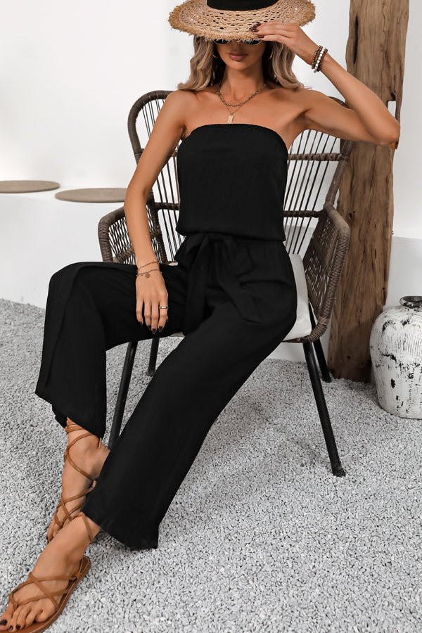 Bandeau High Waist Black Casual Jumpsuits - Image 2