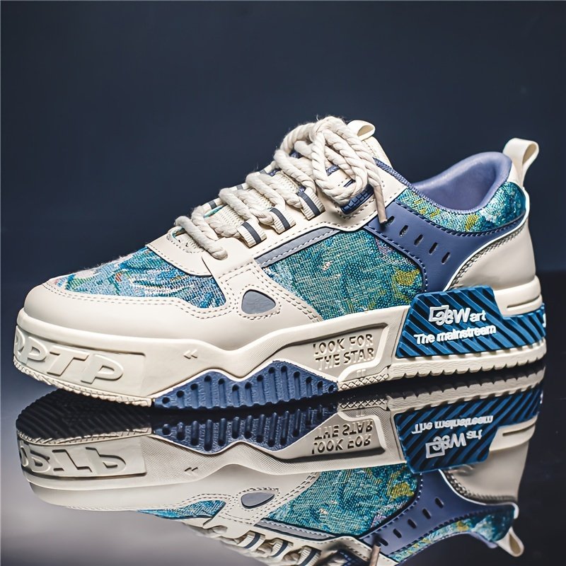 Men’s Alphabet Print Trendy Skate Shoes With PU Leather Uppers, Wear-resistant Non Slip Lace-up Casual Sneakers For Outdoor, Men’s Street Style Footwear - Image 8