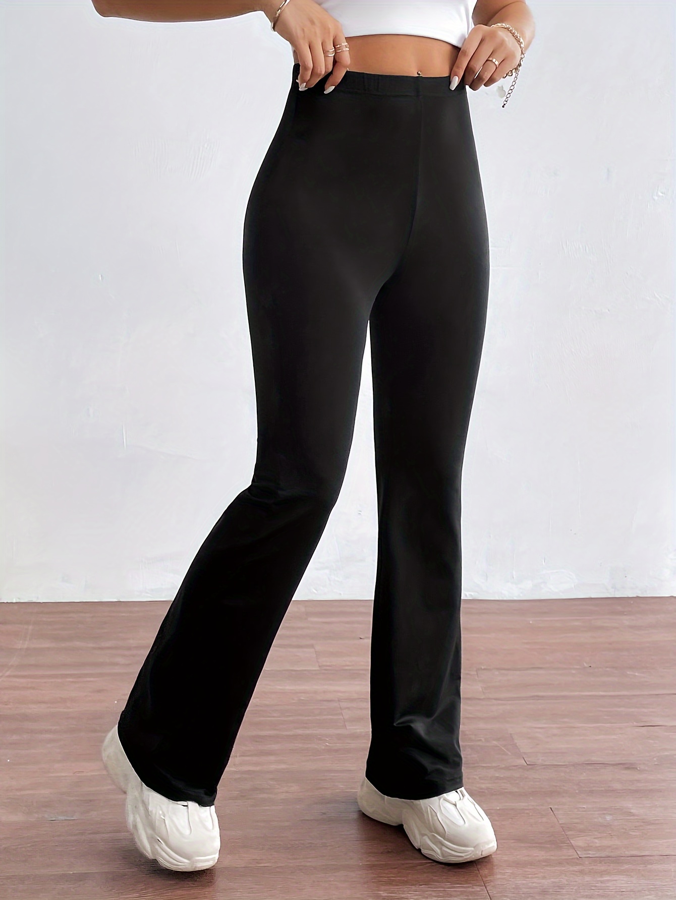 High Waist Flare Leg Pants, Casual Forbidden Pants For Spring & Summer, Women’s Clothing