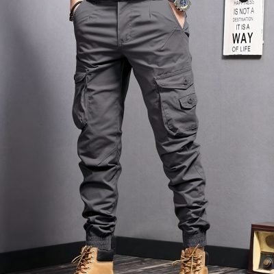 Men’s Casual Tapered Multi Pocket Joggers, Chic Street Style Cargo Pants