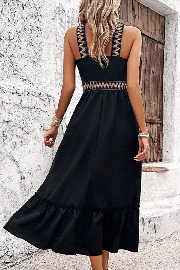 Solid Color Patchwork Side Slit Dress - Image 6