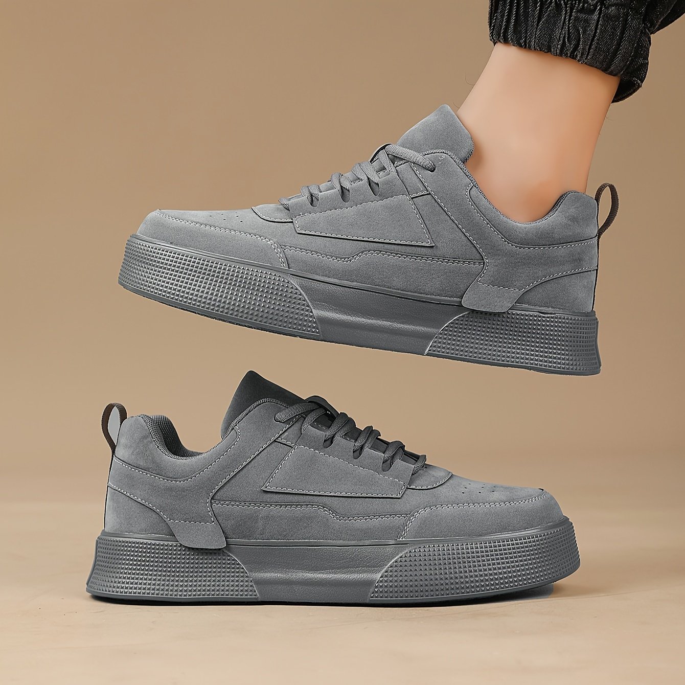 Men??s Trendy Solid Skate Shoes, Comfy Non Slip Casual Lace Up Sneakers For Men??s Outdoor Activities - Image 6