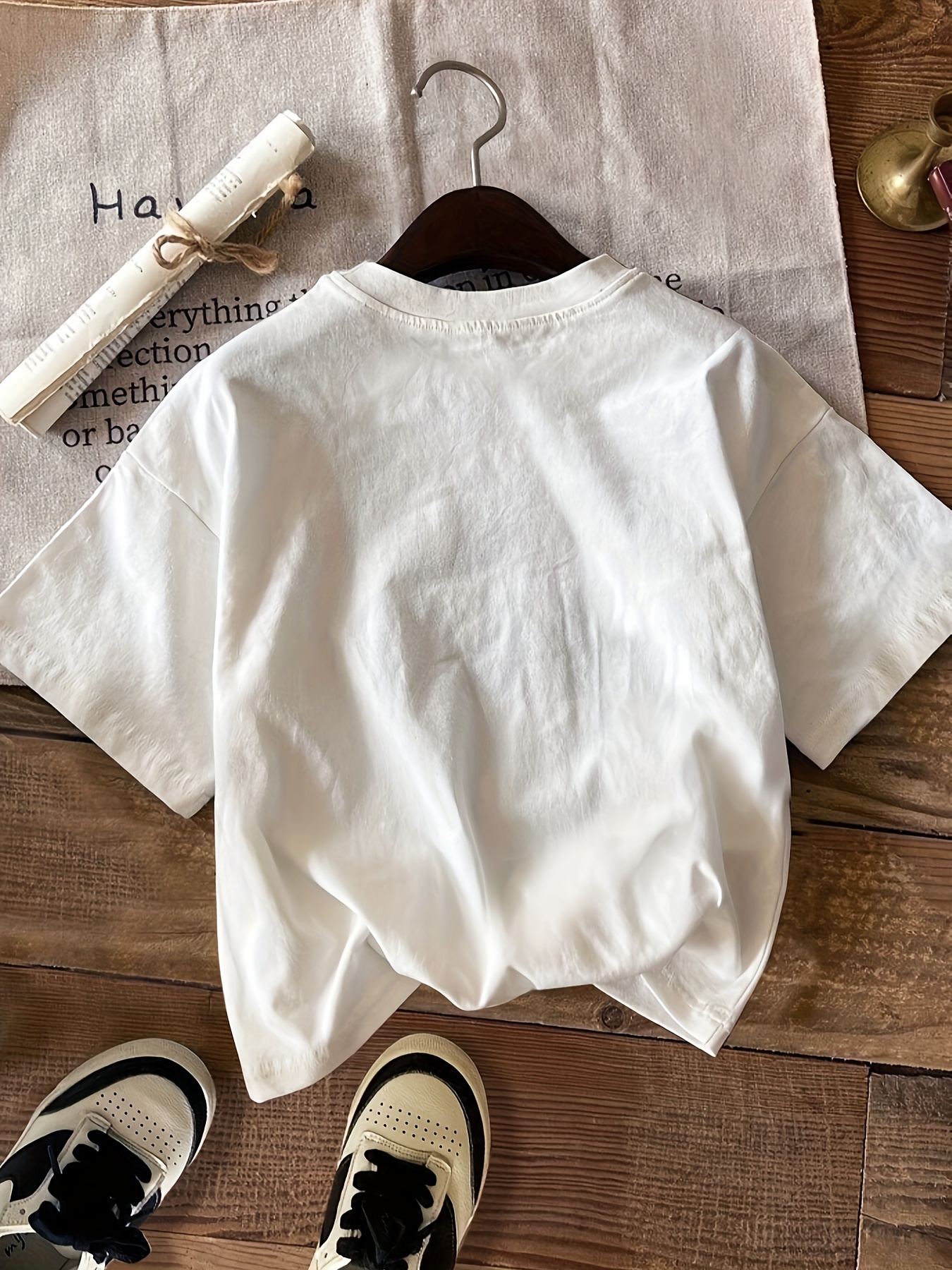 Letter & Mountain Print T-shirt, Short Sleeve Crew Neck Casual Top For Summer & Spring, Women’s Clothing - Image 3