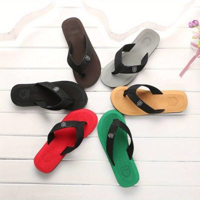 Men’s Trendy Lightweight Portable Flip Flops, Comfy Non Slip Casual EVA Thong Sandals For Men’s Outdoor Activities