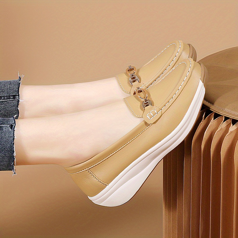 Women’s Casual Loafers, Metallic Buckle Decor Slip On Shoes, Casual Comfortable Soft Sole Walking Shoes - Image 10