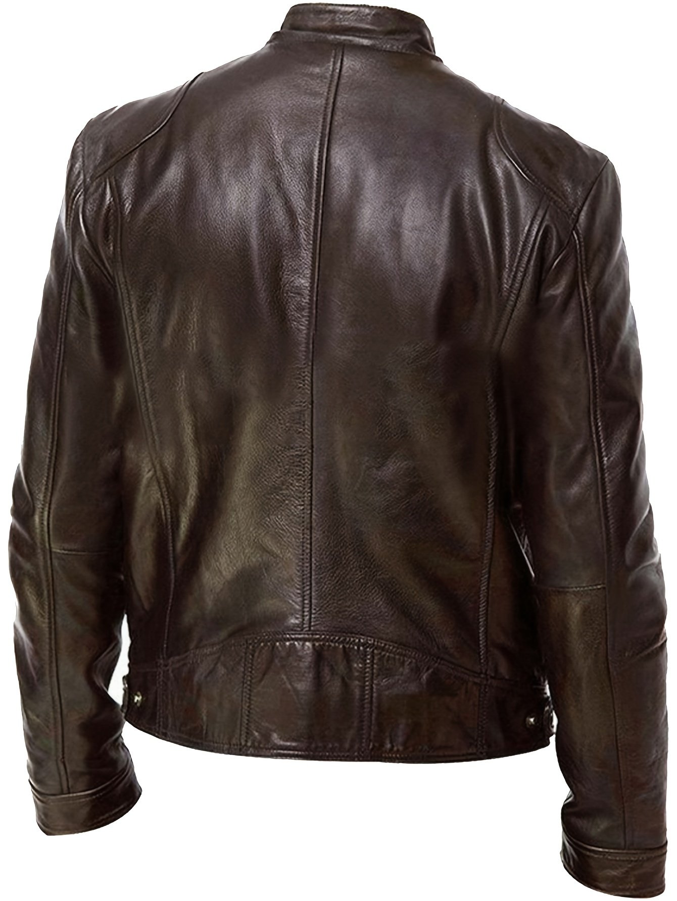 2023 Autumn And Winter New Zipper Cardigan Pocket PU Leather Small Stand Collar MotorcycleJacket Coat Men’s Coat - Image 6