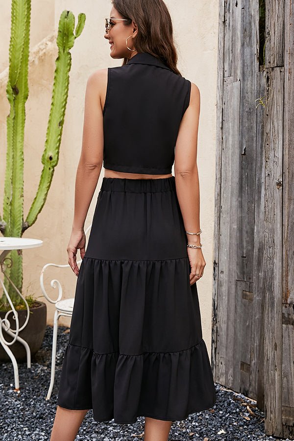 Solid Color Sleeveless Two Pieces Dress - Image 5