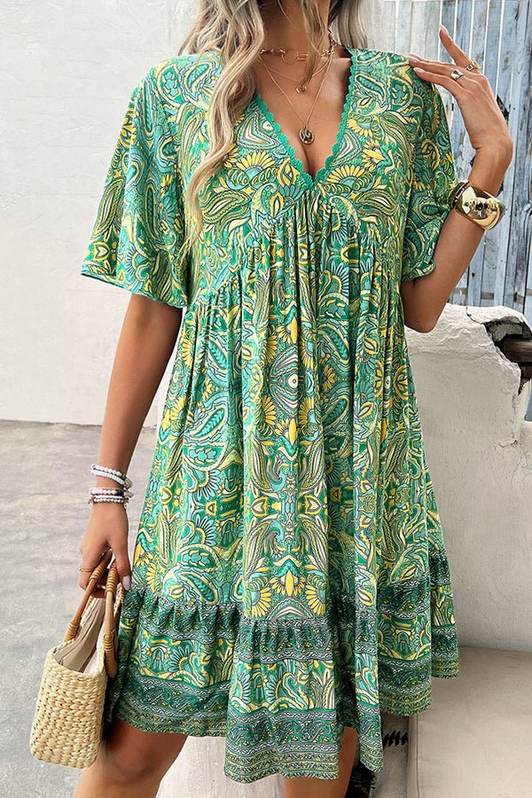 Fashion V Neck Printed Casual Dress - Image 4