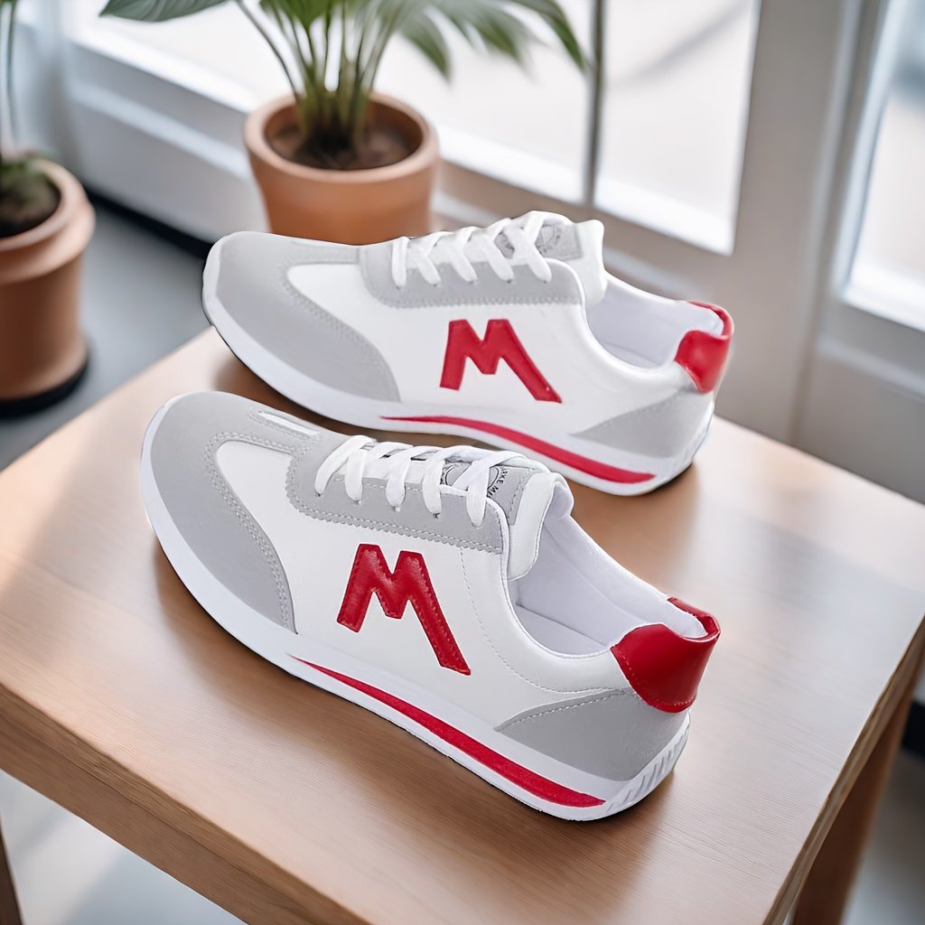 Women’s Colorblock Casual Sporty Trainers, Platform Soft Sole Lace Up Walking Shoes, Low-top Running Sneakers - Image 5