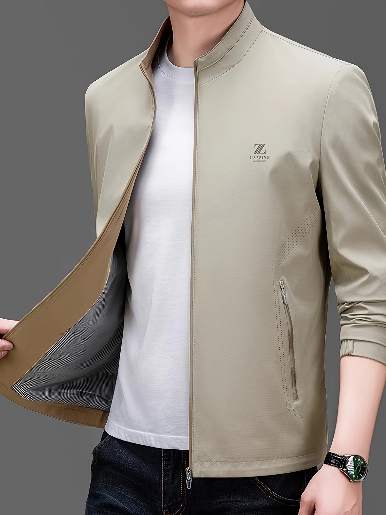Men??s Solid Colour Lapel Jackets With Zipper, Comfy Casual Long Sleeve Business Style Tops For Men??s Outdoor Activities - Image 7