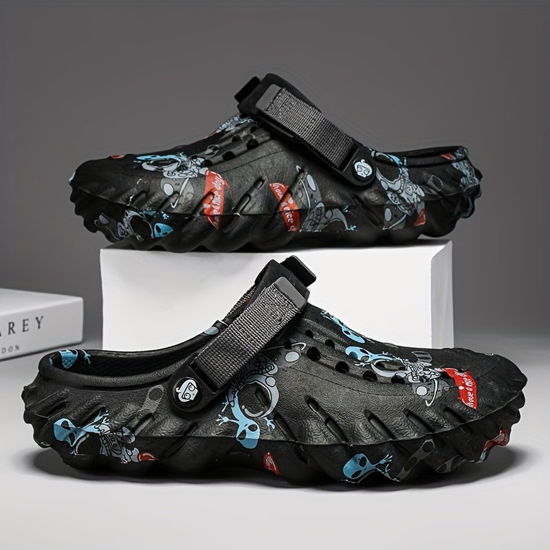 Unisex Graffiti Print Clogs, Fashion Breathable EVA Summer Beach Slide Shoes, Casual Outdoor Garden Sandals - Image 2