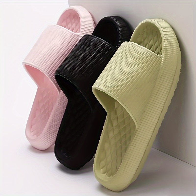 Simple Solid Color Slides, Casual Open Toe Soft Sole Shoes, Comfortable Indoor Home Bathroom Slides - Image 13