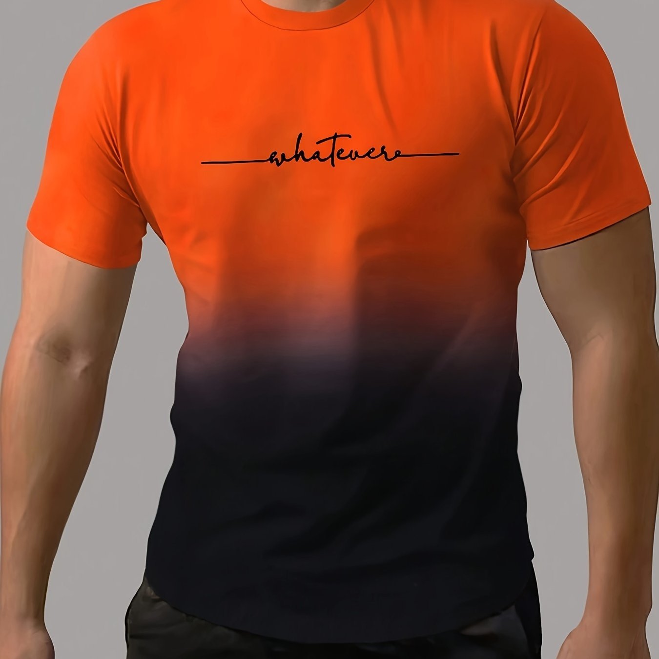 Gradient Style ??Whatever?? Pattern Print Men??s Comfy Chic T-shirt, Graphic Tee Men??s Summer Outdoor Clothes, Men??s Clothing, Tops For Men, Gift For Men - Image 4