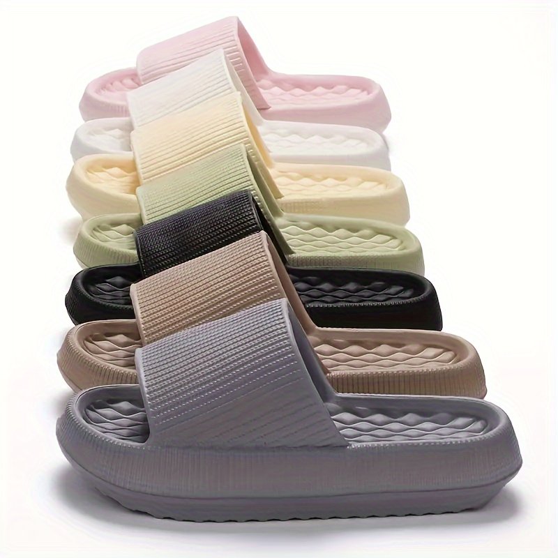 Simple Solid Color Slides, Casual Open Toe Soft Sole Shoes, Comfortable Indoor Home Bathroom Slides - Image 10