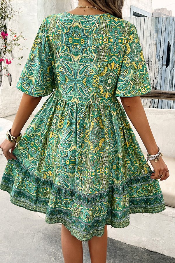 Fashion V Neck Printed Casual Dress - Image 5