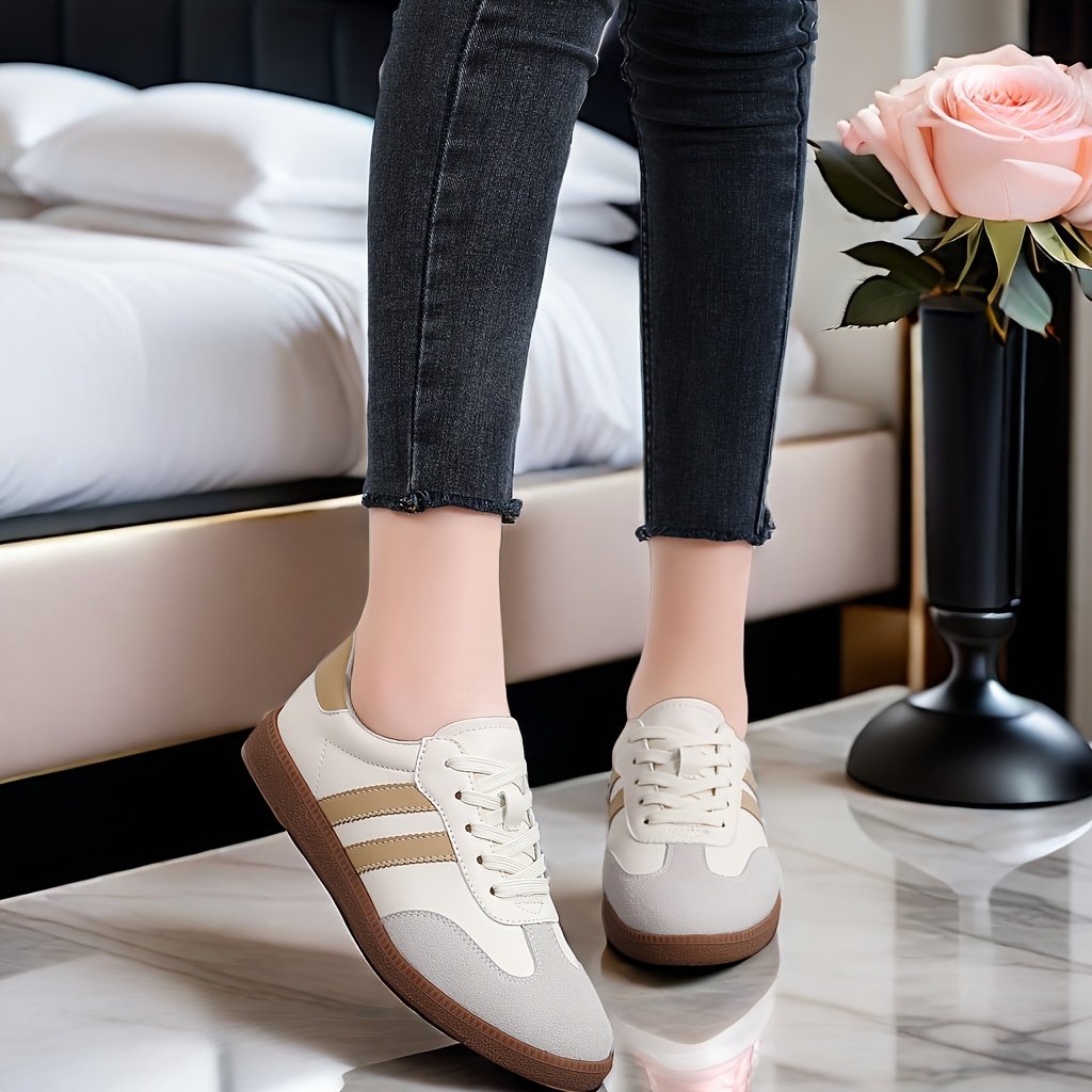 Women’s Fashion Colorblock Sneakers, Lace-Up Low-Top Casual Skate Shoes With Soft Platform Sole, Durable Versatile For Walking And Everyday Wear - Image 11