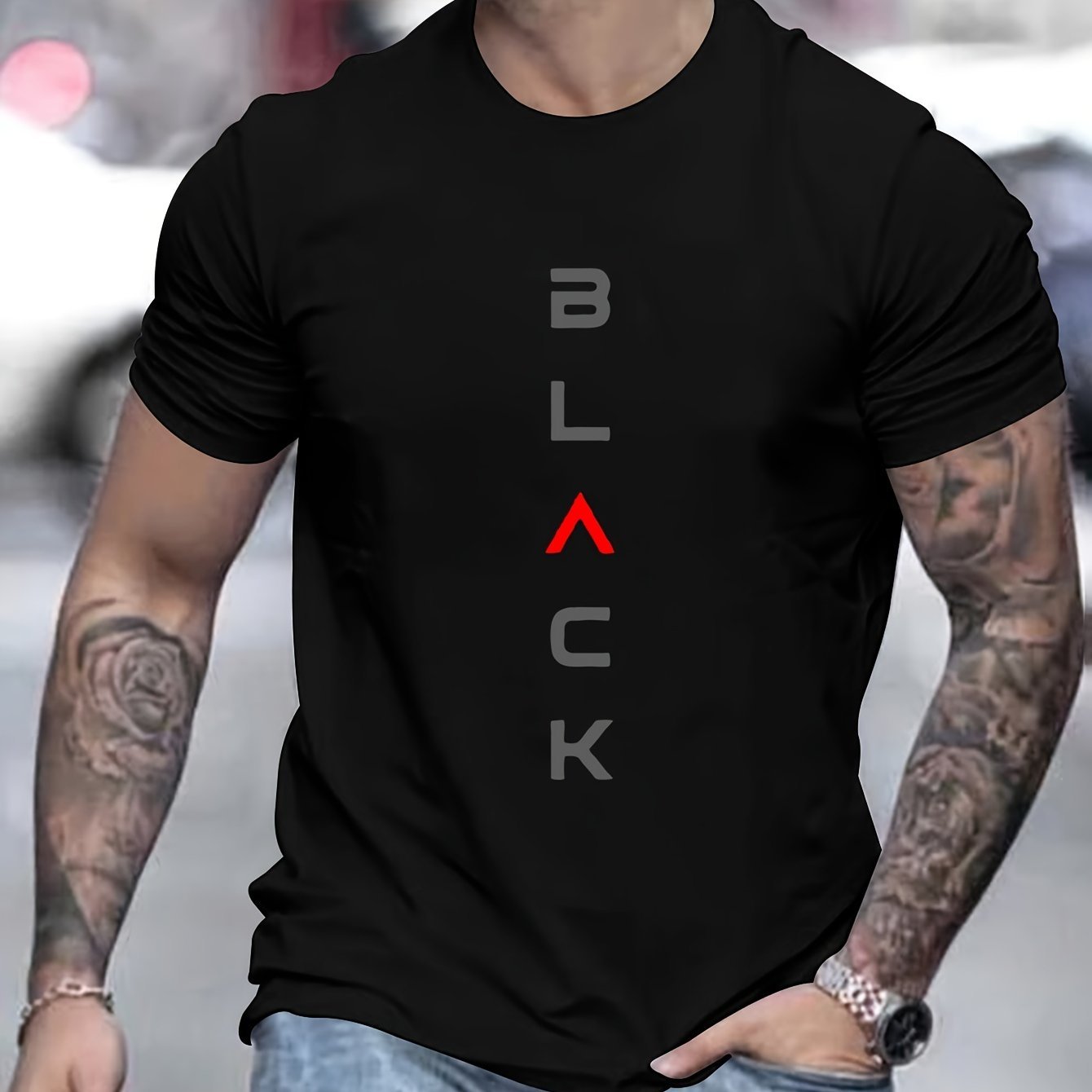 Men??s Dark Printing Print Sports Casual Commuting All-match Short-Sleeve T-shirt Side-by-side Optional - Image 5