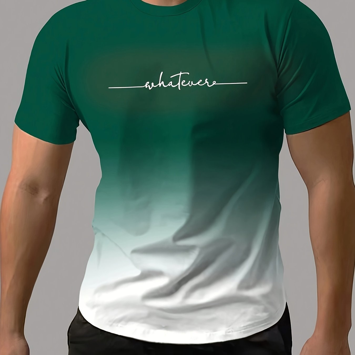 Gradient Style ??Whatever?? Pattern Print Men??s Comfy Chic T-shirt, Graphic Tee Men??s Summer Outdoor Clothes, Men??s Clothing, Tops For Men, Gift For Men - Image 5