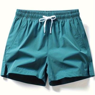Men??s Solid Drawstring Casual Shorts With Pockets, Summer Sports, Summer Daily, Gym, Running