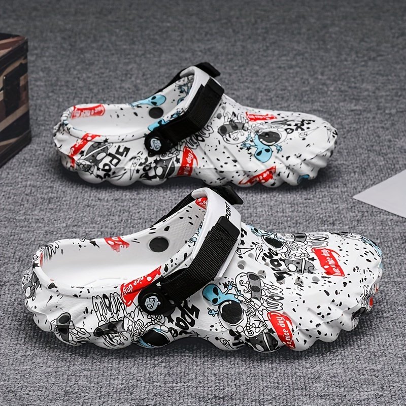 Unisex Graffiti Print Clogs, Fashion Breathable EVA Summer Beach Slide Shoes, Casual Outdoor Garden Sandals - Image 10