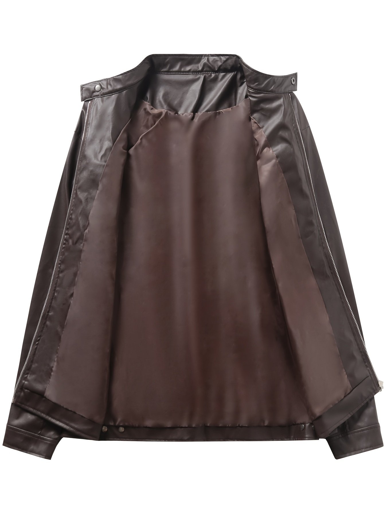 2023 Autumn And Winter New Zipper Cardigan Pocket PU Leather Small Stand Collar MotorcycleJacket Coat Men’s Coat - Image 7