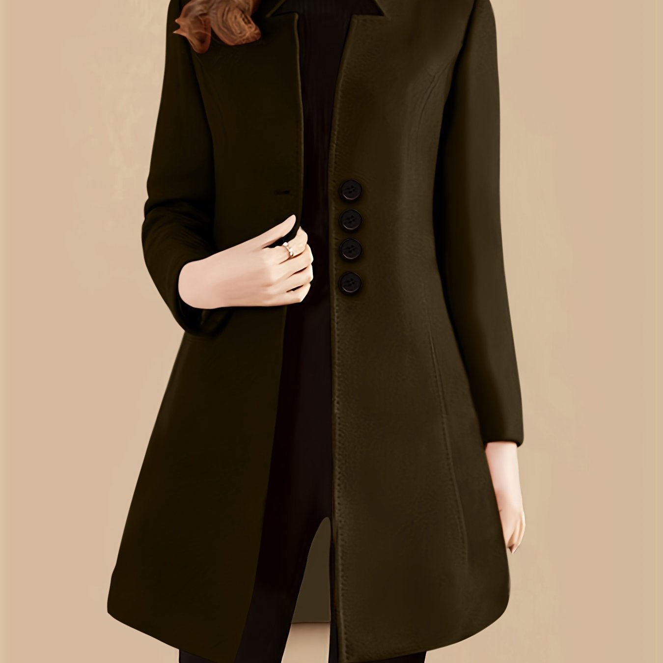 Single Breasted Solid Coat, Elegant Long Sleeve Versatile Outerwear, Women??s Clothing - Image 9