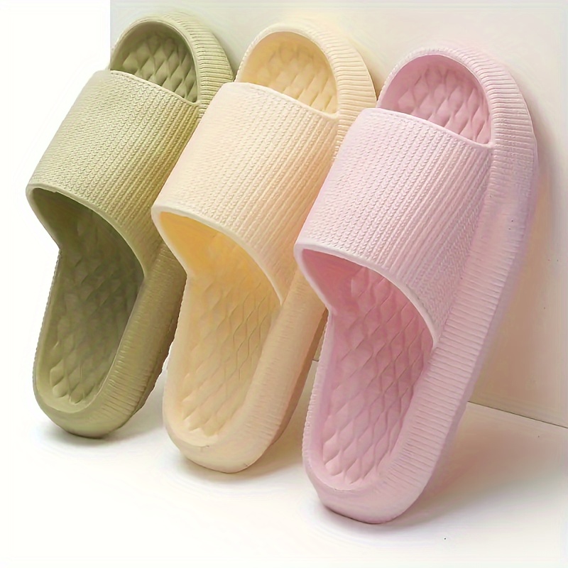 Simple Solid Color Slides, Casual Open Toe Soft Sole Shoes, Comfortable Indoor Home Bathroom Slides - Image 12