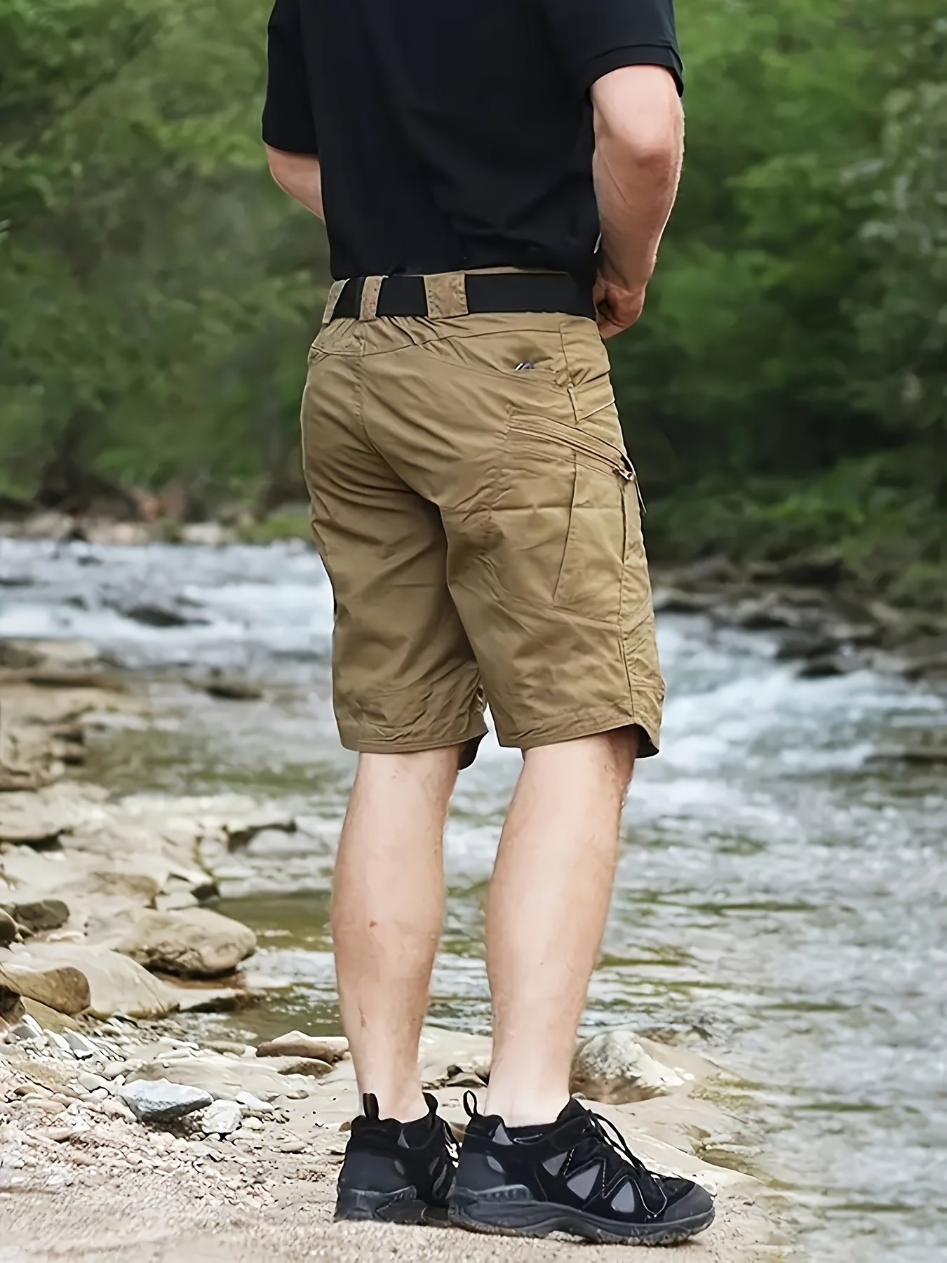 Men’s Urban Shorts Outdoor Waterproof Wear Resistant Cargo Shorts Quick Dry Multi Pocket Hiking Pants Without Belt - Image 8