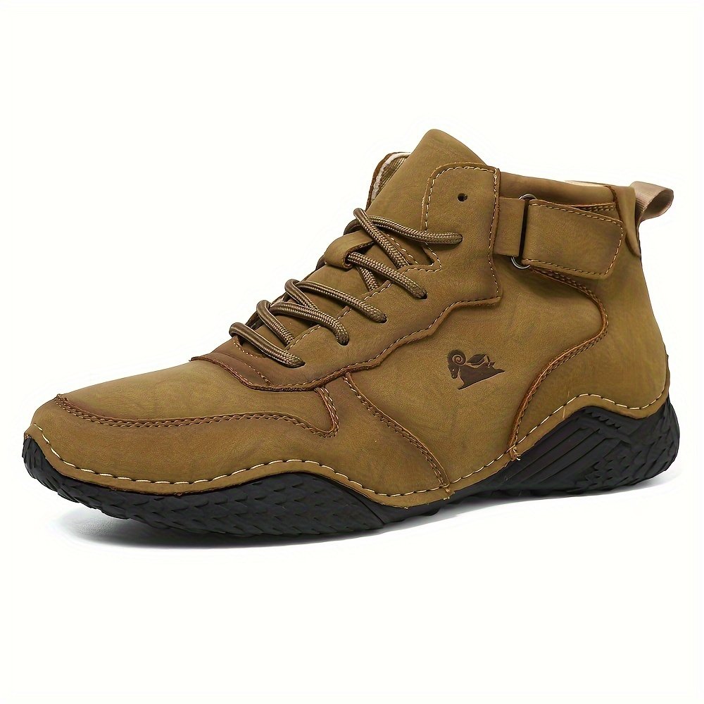 Men??s Trendy Solid High Top Boots, Comfy Non Slip Casual Durable Lace Up Shoes For Men??s Outdoor Activities - Image 3