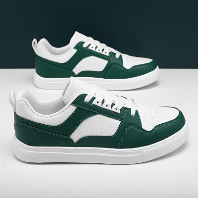 Men’s Old School Style Colour Block Skateboard Shoes, Comfy Non Slip Lace Up Breathable Sneakers For Men’s Outdoor Activities