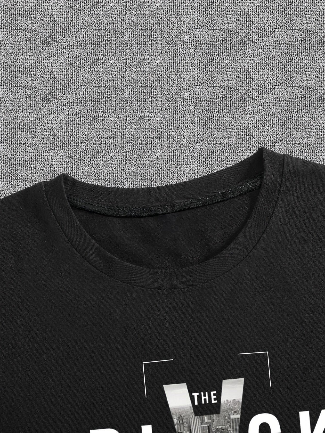 BLACK Creative Alphabet Print Casual Crew Neck Short Sleeve T-shirt For Men, Quick-drying Comfy Casual Summer Tops For Daily Wear Work Out And Vacation Resorts - Image 4