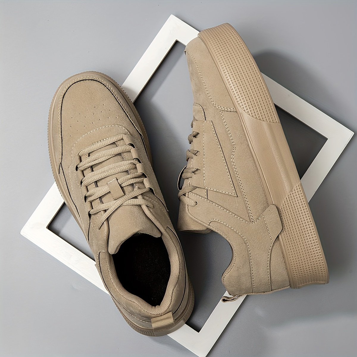 Men??s Trendy Solid Skate Shoes, Comfy Non Slip Casual Lace Up Sneakers For Men??s Outdoor Activities - Image 3
