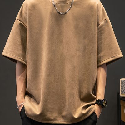 Solid Loose Crew Neck Short Sleeve T-shirt For Men, Casual Summer T-Shirt For Daily Wear And Vacation Resorts