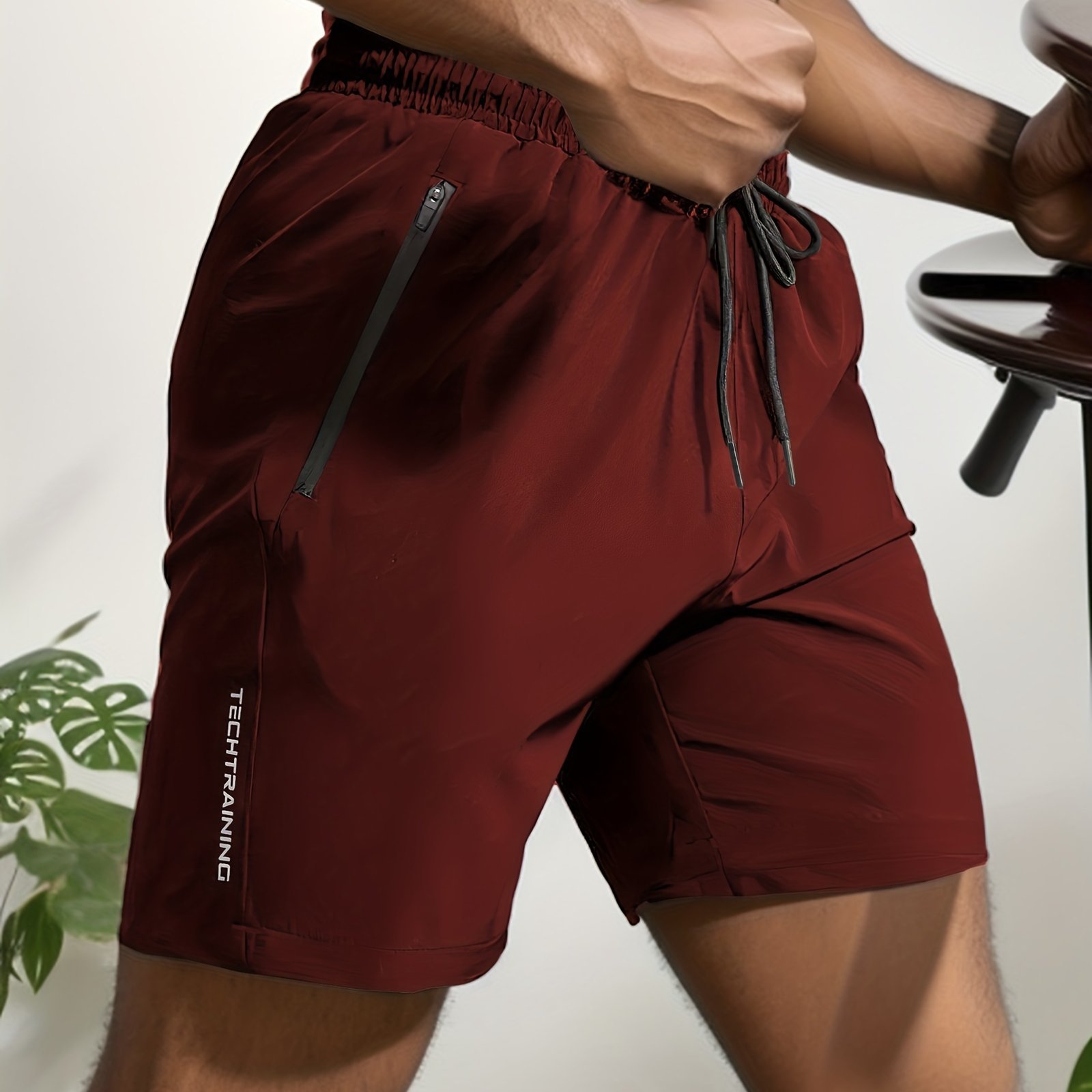 Quick Drying Comfy Active Shorts, Men’s Casual Zipper Pockets Stretch Waist Drawstring Shorts For Summer Gym Workout Training - Image 6