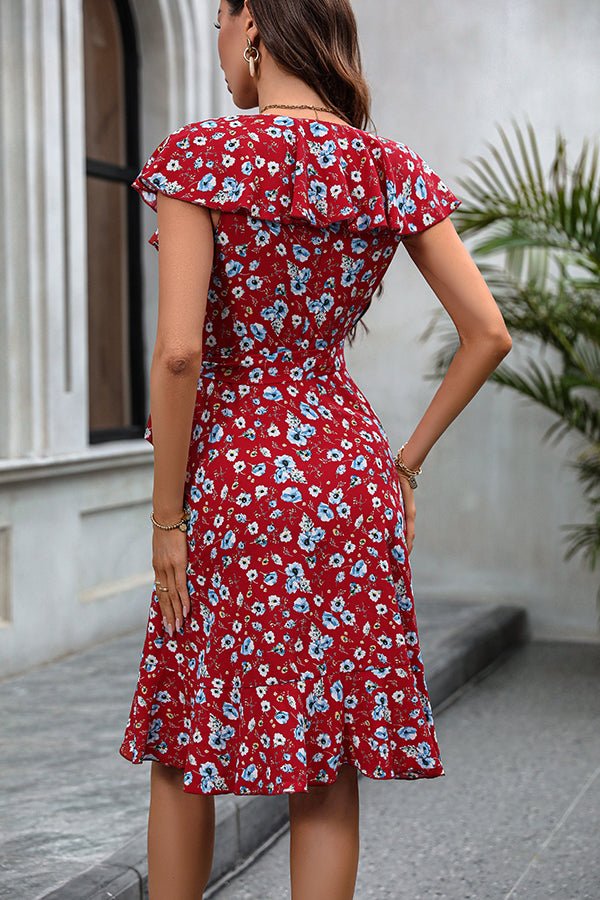 Ruffle Design Fashion Floral Print Casual Dress - Image 5