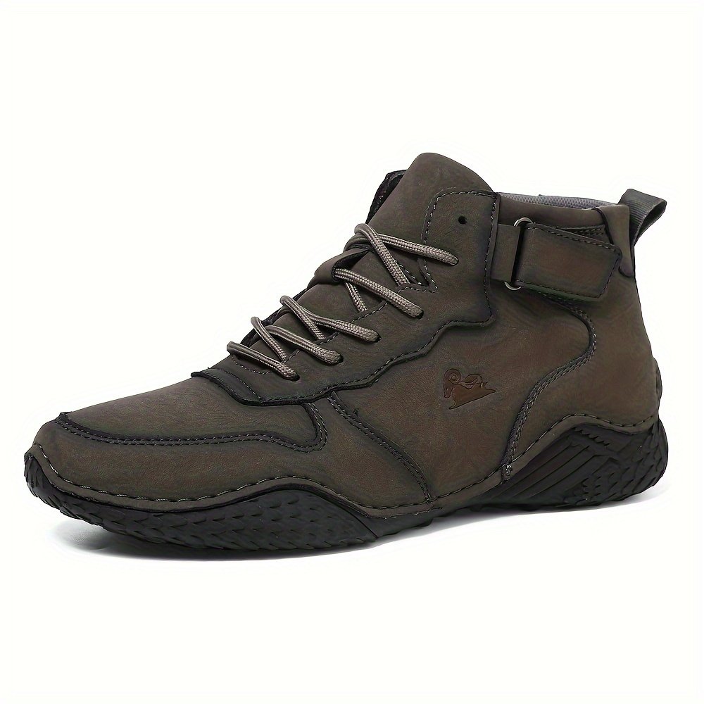 Men??s Trendy Solid High Top Boots, Comfy Non Slip Casual Durable Lace Up Shoes For Men??s Outdoor Activities - Image 2