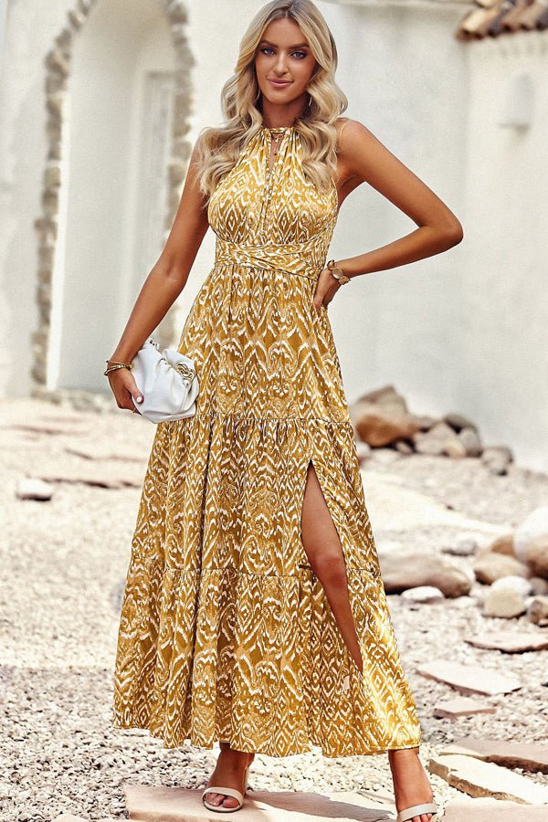 Fashion Print Halter Neck Sleeveless Casual Dress - Image 2