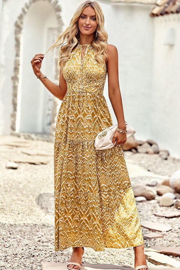 Fashion Print Halter Neck Sleeveless Casual Dress - Image 4