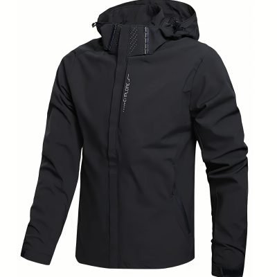 Men’s Casual Hooded Waterproof Windbreaker Jacket Coat Regular Fit Coat For Spring Autumn Outdoors Hiking