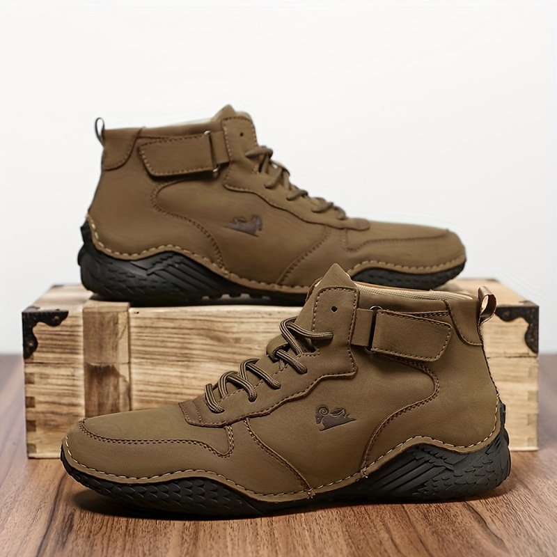 Men??s Trendy Solid High Top Boots, Comfy Non Slip Casual Durable Lace Up Shoes For Men??s Outdoor Activities - Image 6