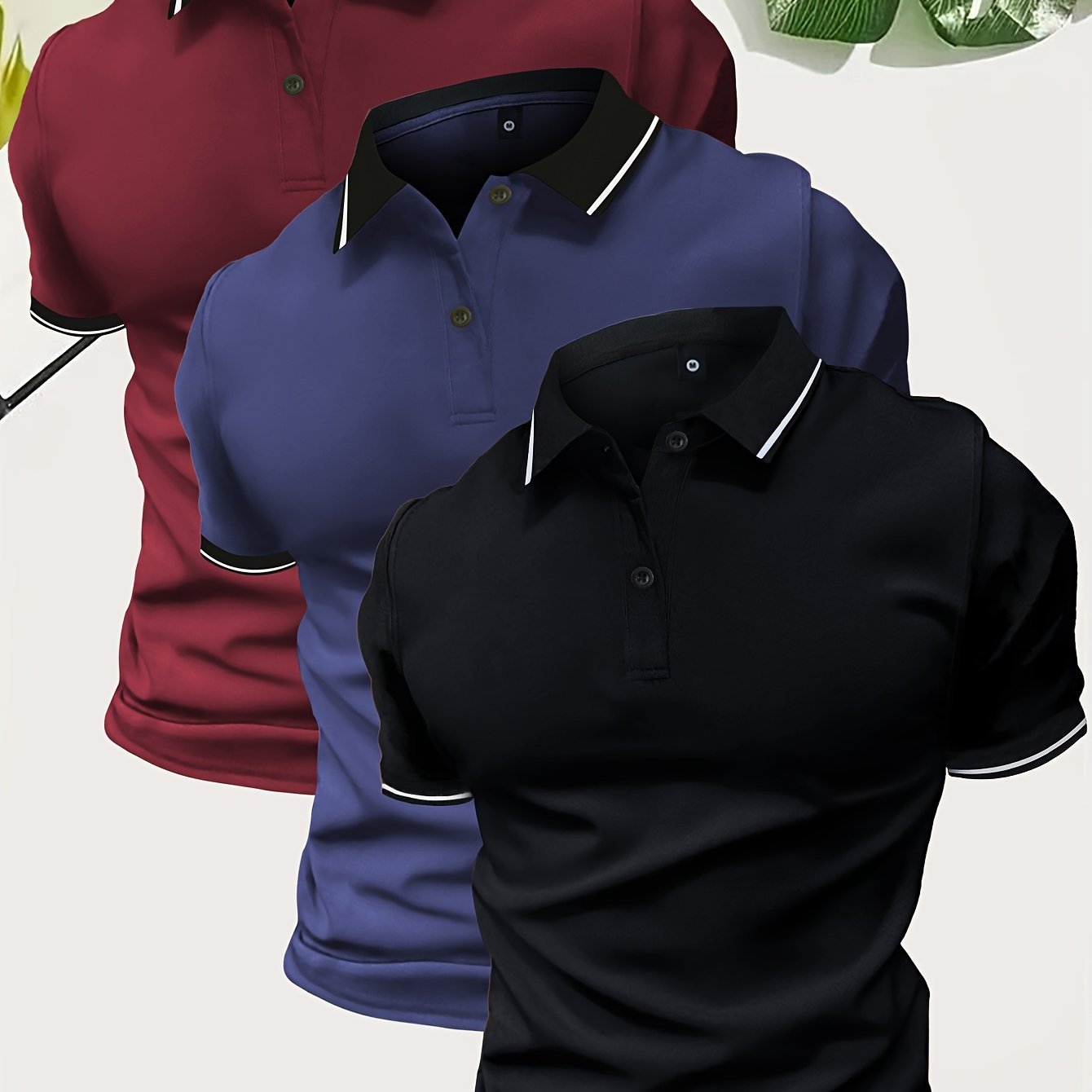 3Pcs Breathable Regular Fit Golf Shirt, Men’s Casual V-Neck T-Shirt Short Sleeve For Summer, Men’s Clothing - Image 6