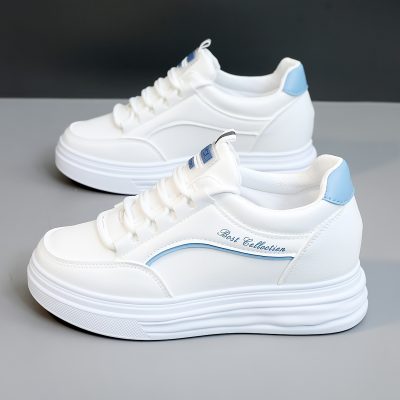 Women’s Casual Sneakers, Fashion All-match White Shoes, Thick Sole Lace-up Skate Shoes