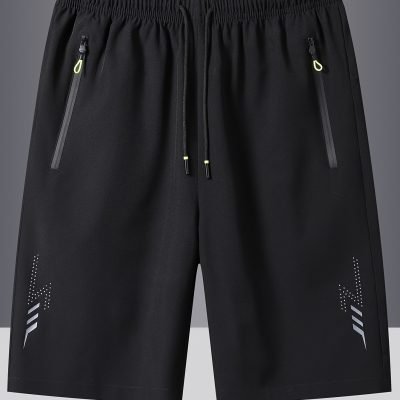 Men??s Quick-Dry Waterproof Sports Running Shorts, Casual Beachwear With Zip Pockets ?C Breathable Outdoor Workout Shorts