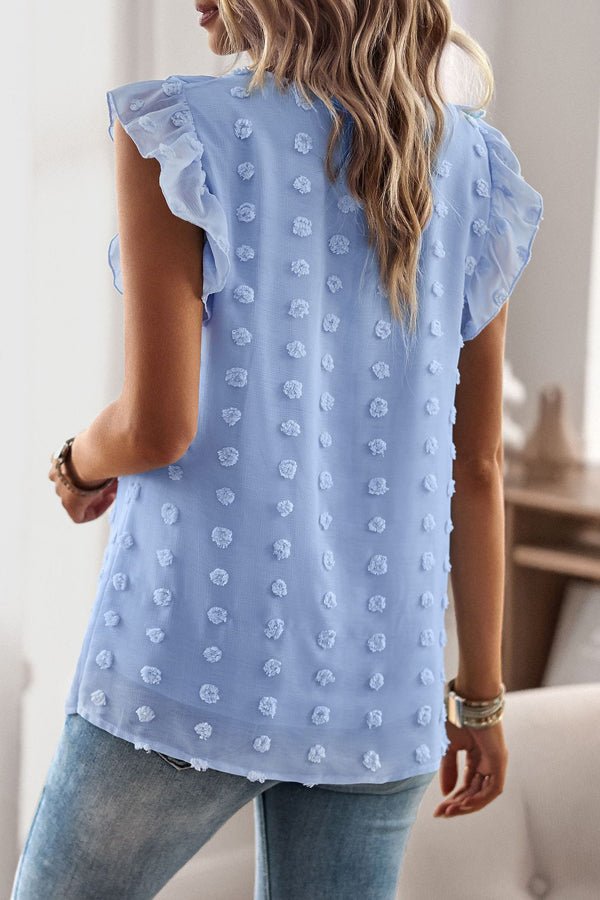 Ruffle Shoulder Round Neck Casual Tops - Image 4