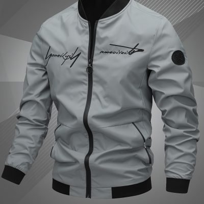Men??s Letter Embroidered Casual Bomber Jacket Gifts Best Sellers