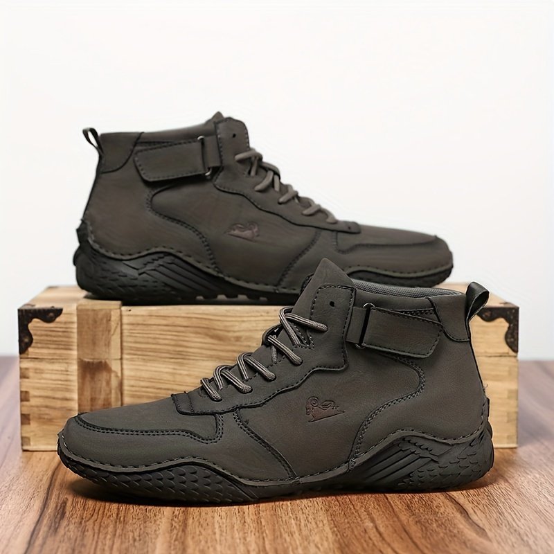 Men??s Trendy Solid High Top Boots, Comfy Non Slip Casual Durable Lace Up Shoes For Men??s Outdoor Activities - Image 10