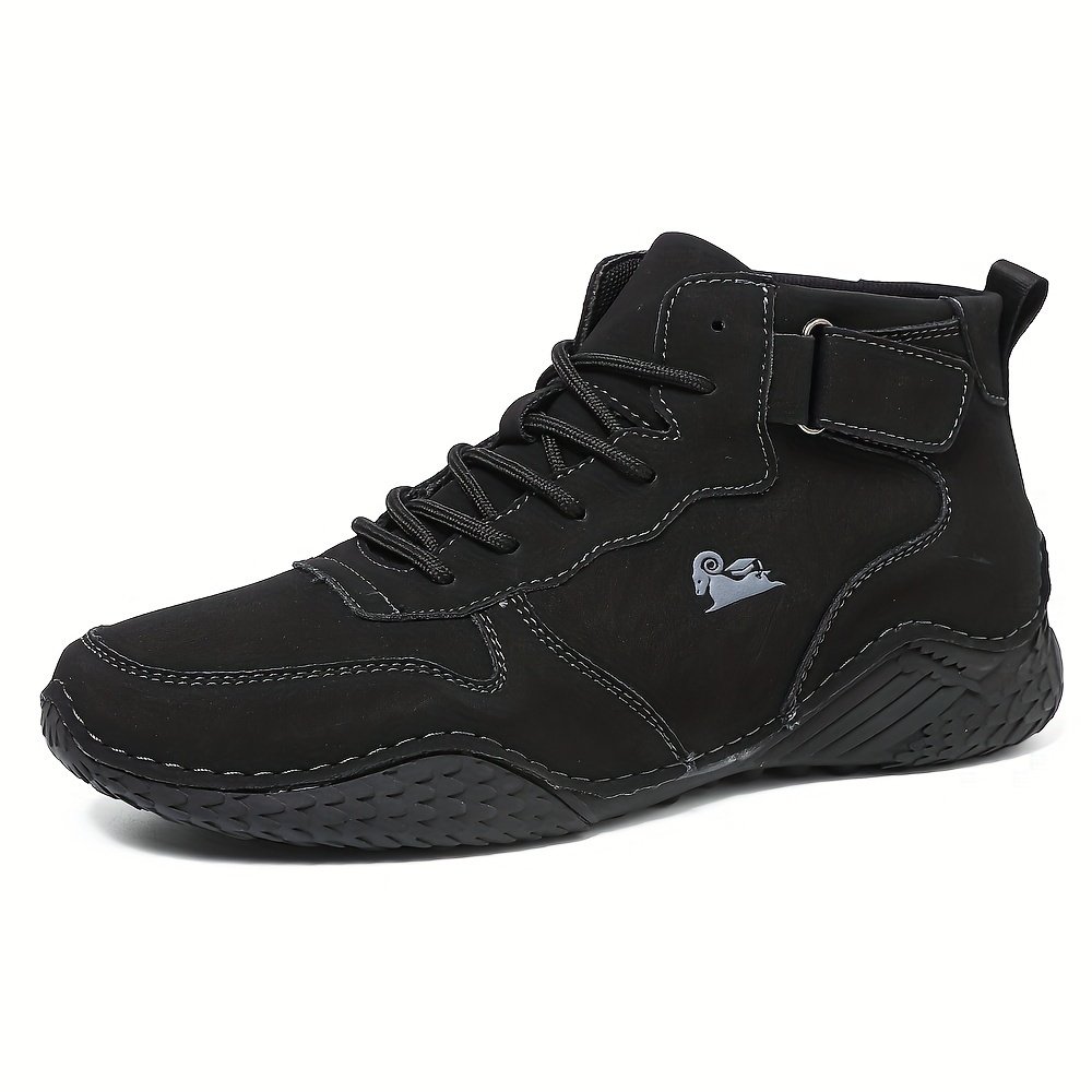 Men??s Trendy Solid High Top Boots, Comfy Non Slip Casual Durable Lace Up Shoes For Men??s Outdoor Activities - Image 4